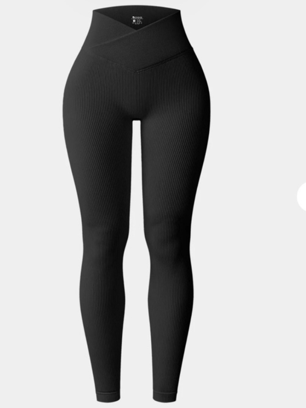 OQQ Ribbed High-Waist Leggings in Black